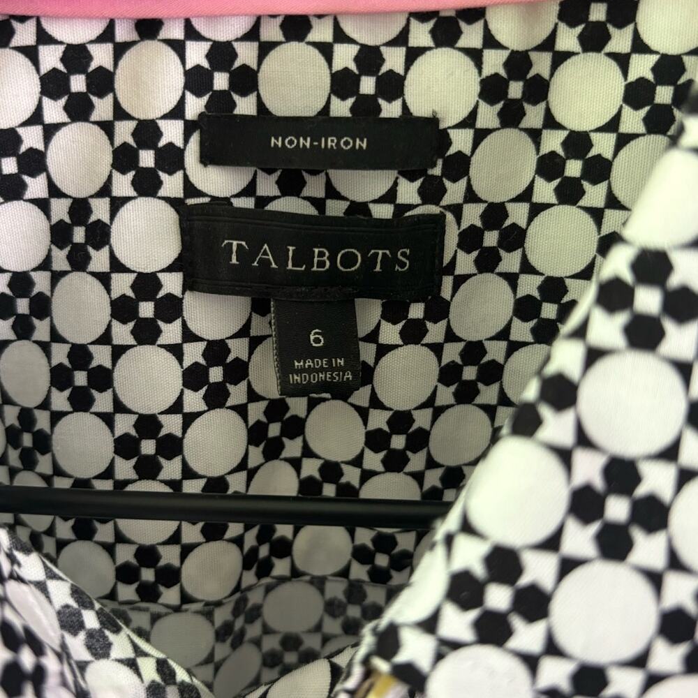 Talbots Non Iron Geometric Pattern Button Up Size… - image 4